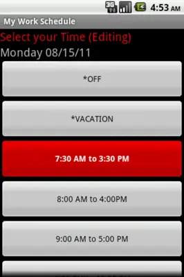 My Work Schedule android App screenshot 1