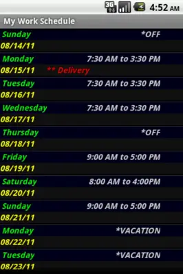 My Work Schedule android App screenshot 3